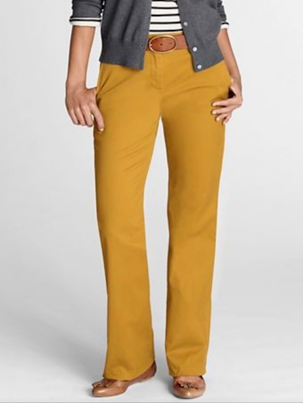 Lands' End Women's Mid Rise Straight Leg Chino Dark Mustard Size 16 NWT